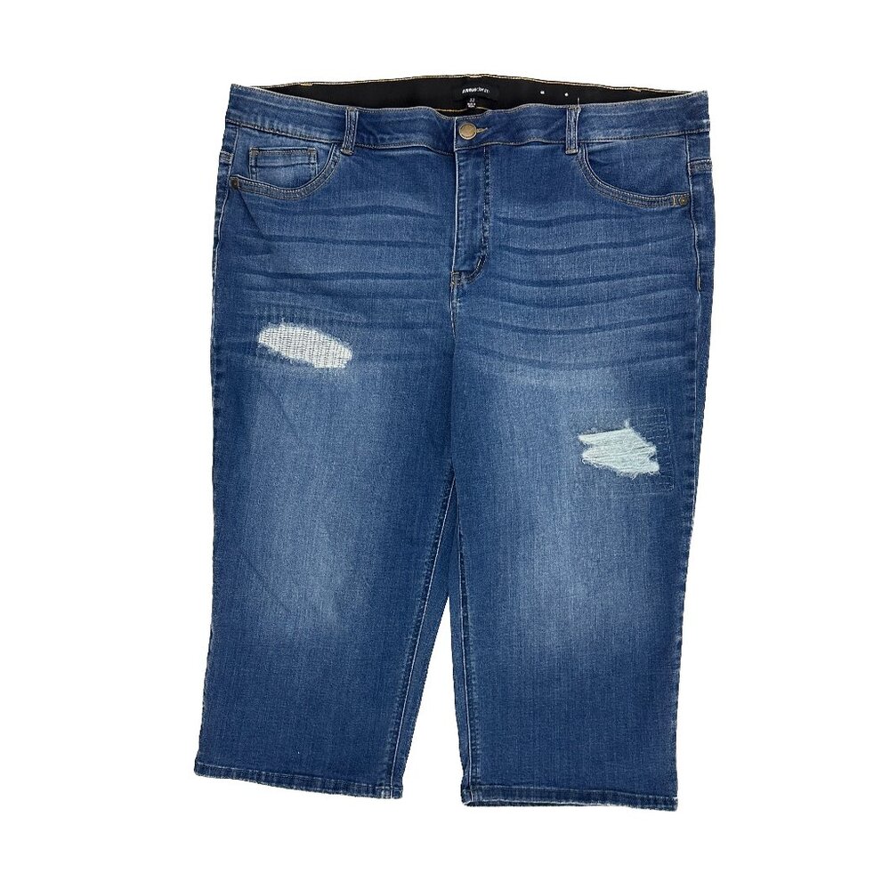 Avenue Denim Distressed Skimmer Women's size 22 Dark Wash Blue Denim jeans